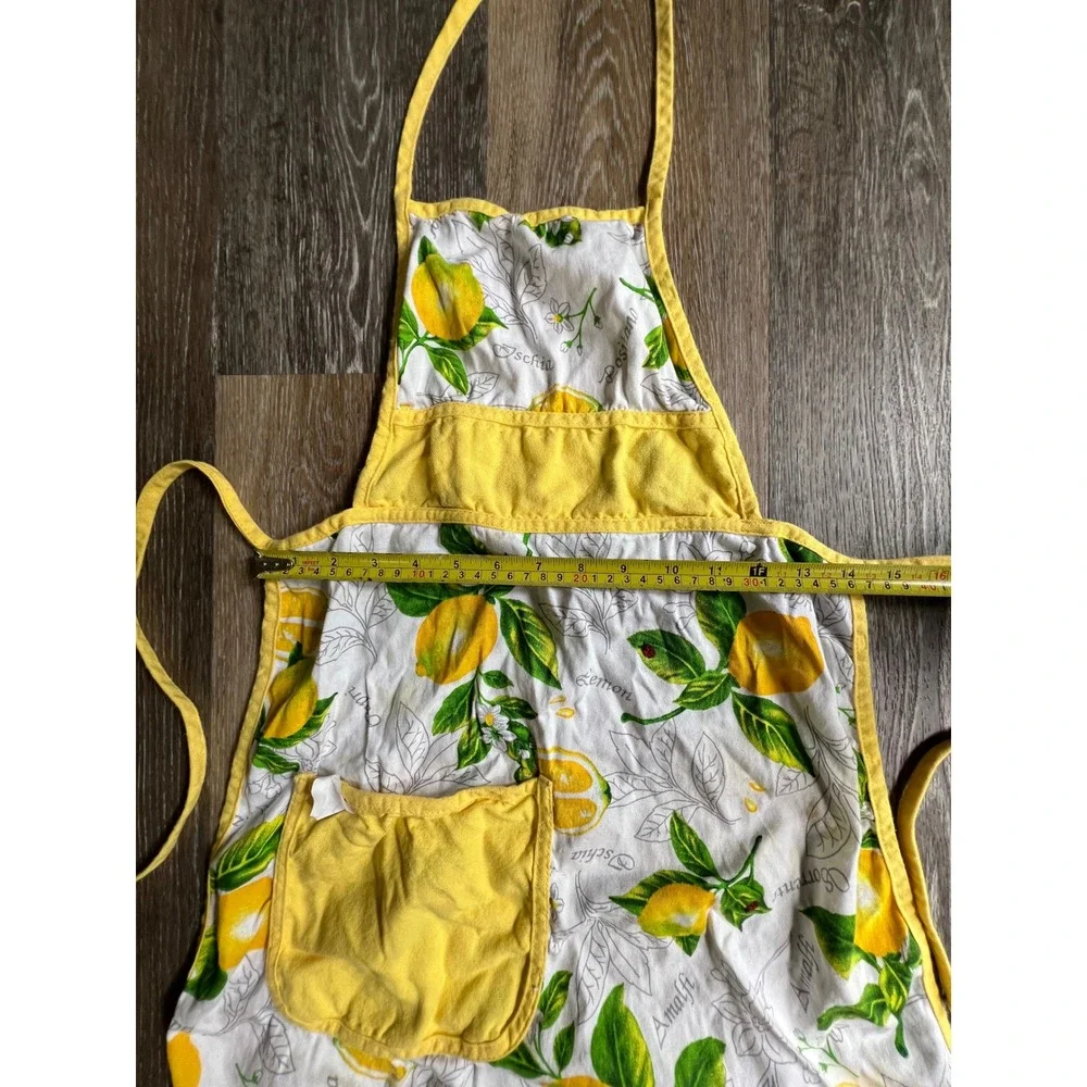 Lemon Print Apron Womens One Size‎ Yellow Excellent Mediterranean Style